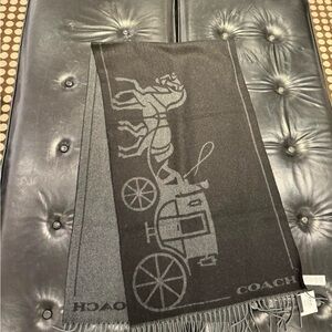 New Coach Horse And Carriage Print Oversized Muffler scarf black